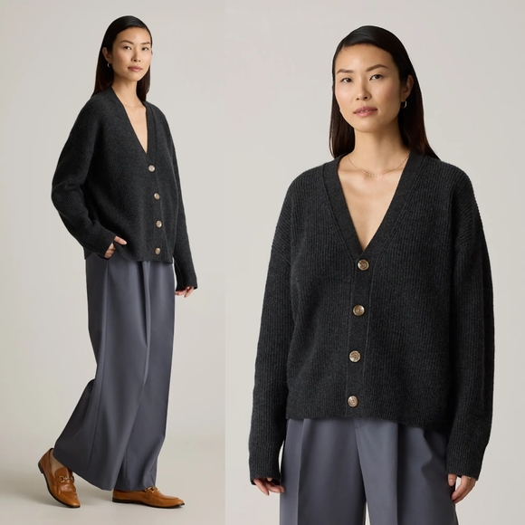 Quince Sweaters - Quince Mongolian Cashmere Fisherman Boxy Cropped Cardigan Sweater